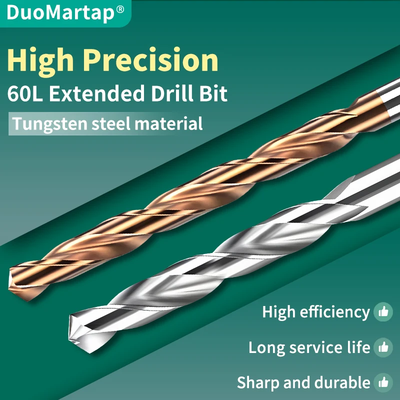 DUOMaetap 1PCS HRC70 Solid Carbide Extra long Twist Drill Bit 0.8mm-6.6mm For Cast Iron Metal Aluminum CNC machinery Tool X60L
DUOMaetap 1PCS HRC70 Solid Carbide Extra long Twist Drill Bit 0.8mm-6.6mm For Cast Iron Metal Aluminum CNC machinery Tool X60L