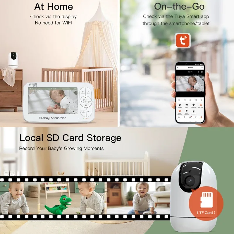 5inch Tuya Wifi Video Baby Monitor with 4X Zoom 720P Camera 5000mah Battery Night Vision Two-way Voice Intercom Babyphone
5inch Tuya Wifi Video Baby Monitor with 4X Zoom 720P Camera 5000mah Battery Night Vision Two-way Voice Intercom Babyphone