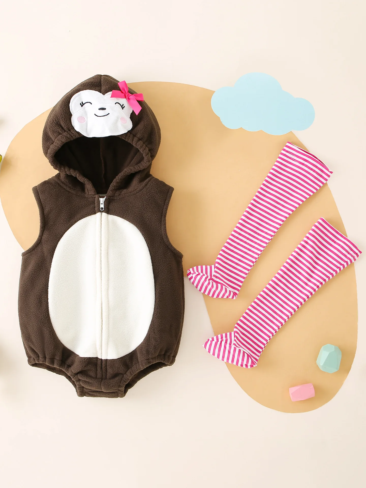 Baby Boys Girls Halloween Cute Animal Hooded Romper Sleeveless Zipper Jumpsuit with Striped Stockings Birthday Party Daily Wear
Baby Boys Girls Halloween Cute Animal Hooded Romper Sleeveless Zipper Jumpsuit with Striped Stockings Birthday Party Daily Wear
