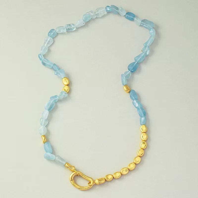 Summer Beach Jewelry Set Natural Blue Stone Strand Choker Gold Metal Two-tones Strand Necklace Bracelet DIY Boho Fine Accessory
Summer Beach Jewelry Set Natural Blue Stone Strand Choker Gold Metal Two-tones Strand Necklace Bracelet DIY Boho Fine Accessory
