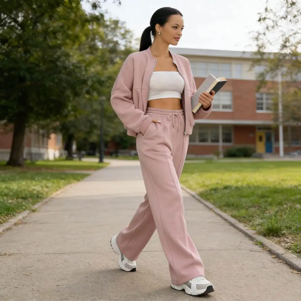 Женские однотонные брюки, комплекты, кардиган на молнии, пальто, куртка, брюки с высокой талией на шнурке, модный спортивный костюм из двух предметов, спортивный костюм, наряд
Женские однотонные брюки, комплекты, кардиган на молнии, пальто, куртка, брюки с высокой талией на шнурке, модный спортивный костюм из двух предметов, спортивный костюм, наряд