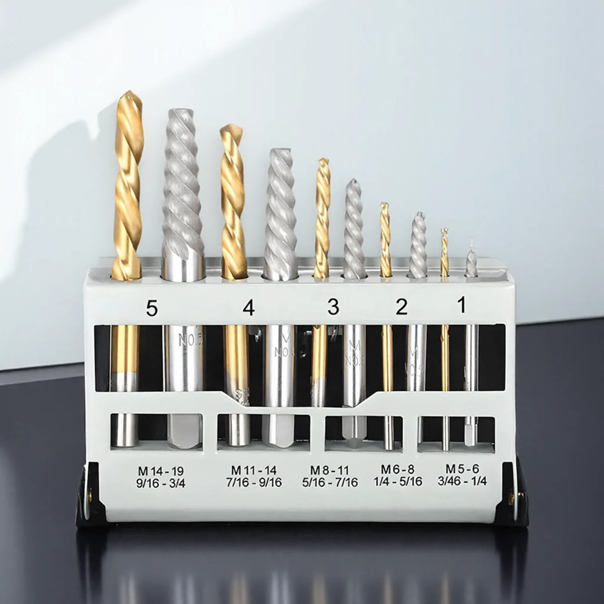 E2 10Pcs Bolt Extractor Drill Bit Set Cobalt Left Hand Drill Bit Extractors Set with Metal Case Tool Kit for Broken Bolt Removal
E2 10Pcs Bolt Extractor Drill Bit Set Cobalt Left Hand Drill Bit Extractors Set with Metal Case Tool Kit for Broken Bolt Removal