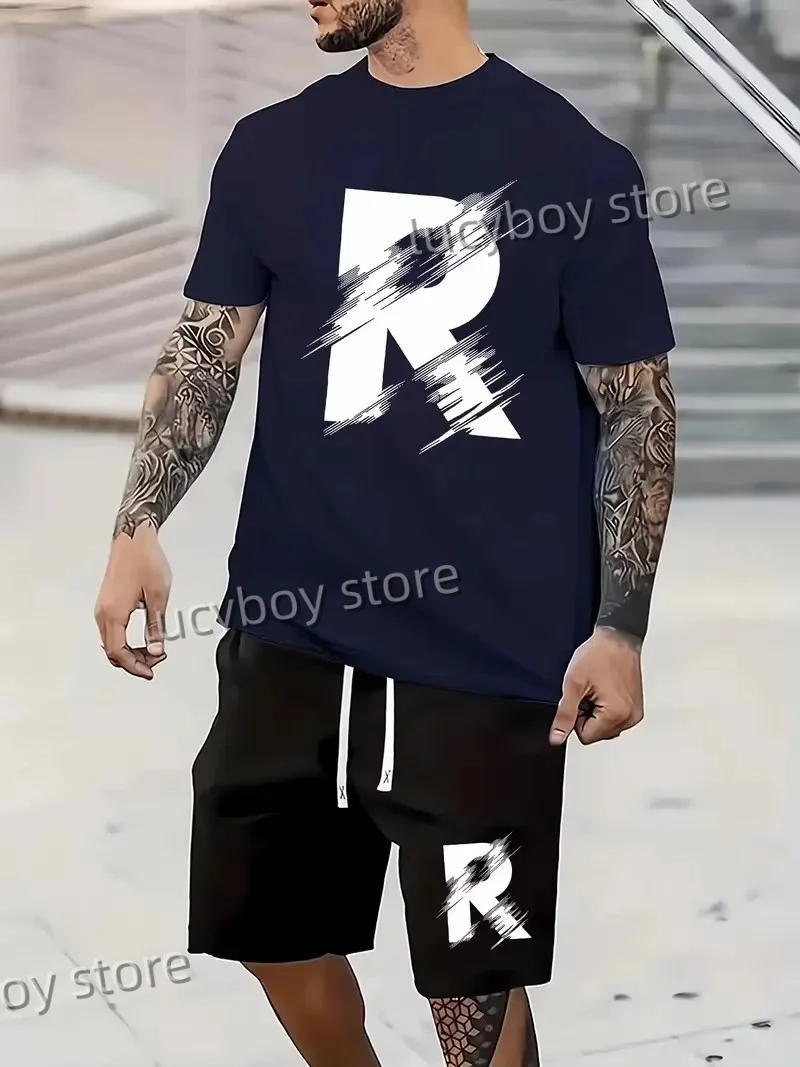 2 Pieces Set Men's Letters R Print T-Shirt Set Vintage sport polyester Oversized Breathable Soft Short Sleeves And Shorts
2 Pieces Set Men's Letters R Print T-Shirt Set Vintage sport polyester Oversized Breathable Soft Short Sleeves And Shorts