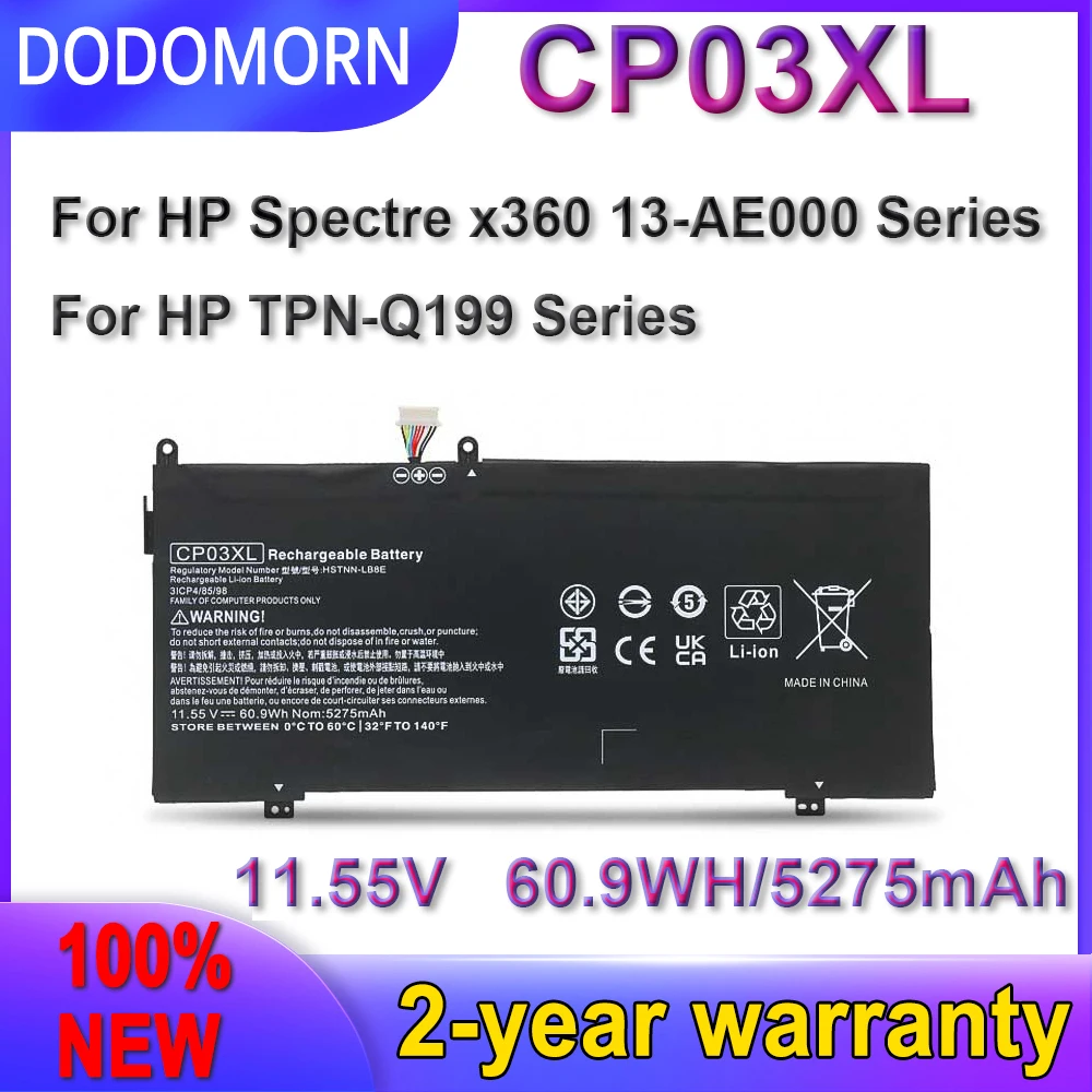 Новый аккумулятор DODOMORN CP03XL для HP Spectre x360 13-ae049ng 13-ae040ng 13-ae011ur 13-ae052nr 929066 -421 929072 -855 HSTNN-LB8E
Новый аккумулятор DODOMORN CP03XL для HP Spectre x360 13-ae049ng 13-ae040ng 13-ae011ur 13-ae052nr 929066 -421 929072 -855 HSTNN-LB8E