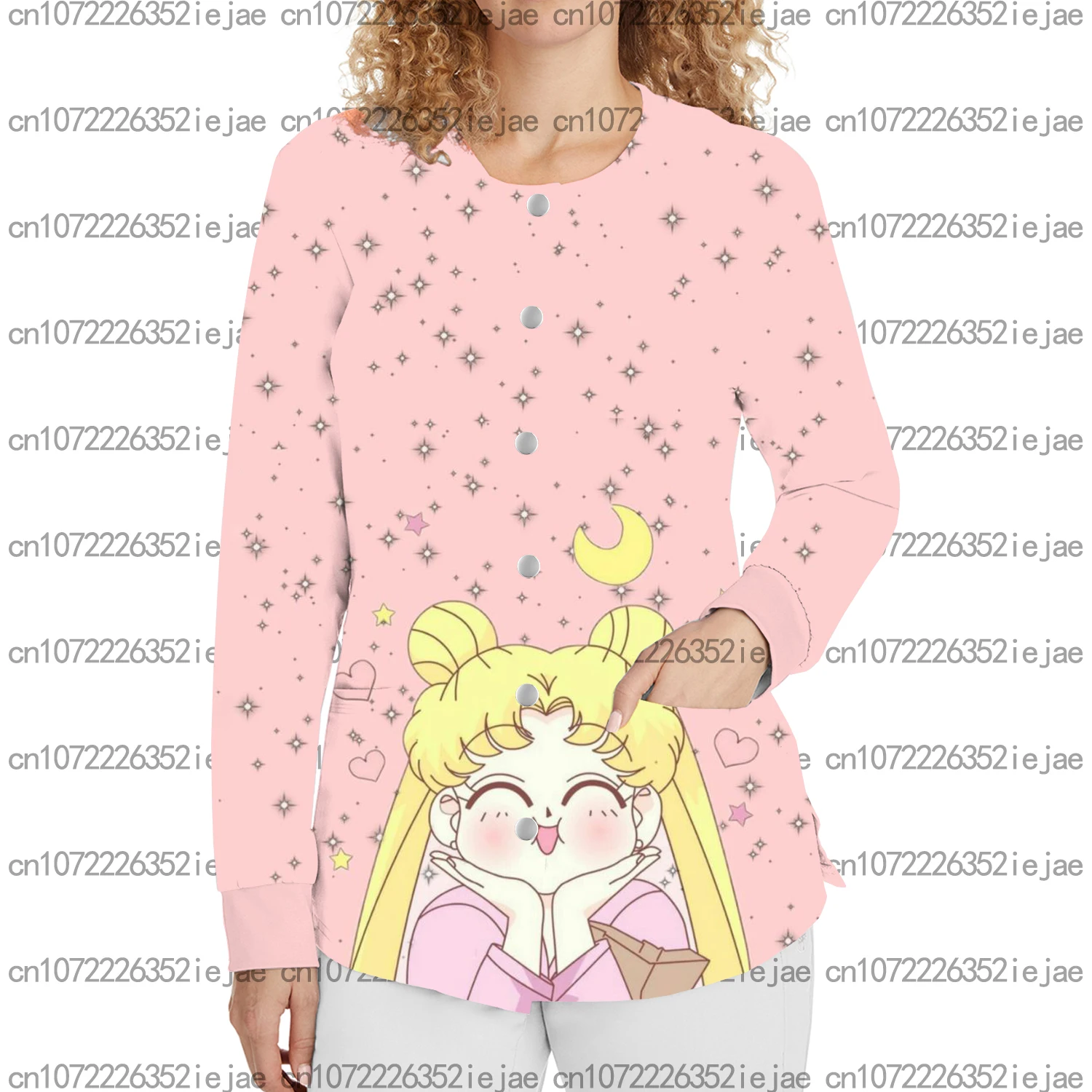 Women's Pocket Long Sleeve Button Scrub Jacket Sailor Moon Work Uniform Print Work Uniform Hospital Medical Dental Pet Shop
Women's Pocket Long Sleeve Button Scrub Jacket Sailor Moon Work Uniform Print Work Uniform Hospital Medical Dental Pet Shop