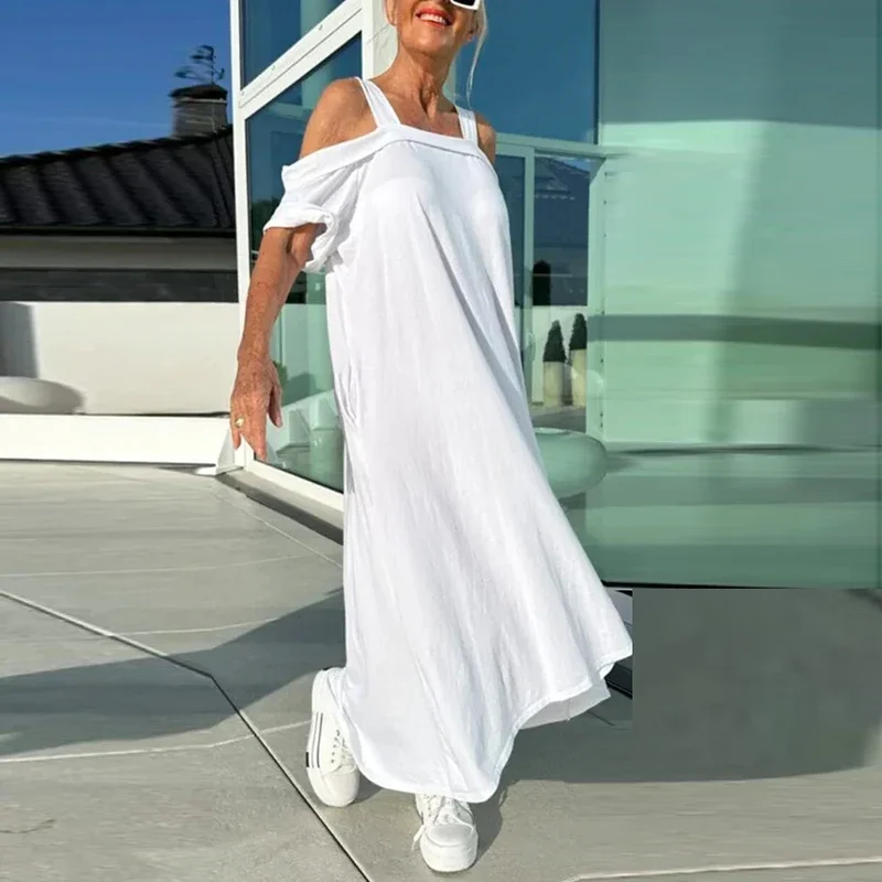 Summer Off Shoulder Solid Color Casual Loose Maxi Dress 2025 Floral Short Sleeve A-Line Pullover Dress Streetwear Beach Dresses
Summer Off Shoulder Solid Color Casual Loose Maxi Dress 2025 Floral Short Sleeve A-Line Pullover Dress Streetwear Beach Dresses