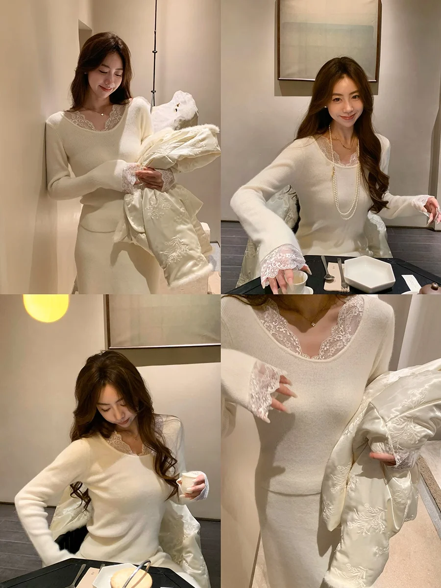 Soft Bear Wool Splicing Lace Knitted Top Women's Sweet Sle Polyester Fiber Nylon Rayon Wool Long Sve Regular Length
Soft Bear Wool Splicing Lace Knitted Top Women's Sweet Sle Polyester Fiber Nylon Rayon Wool Long Sve Regular Length