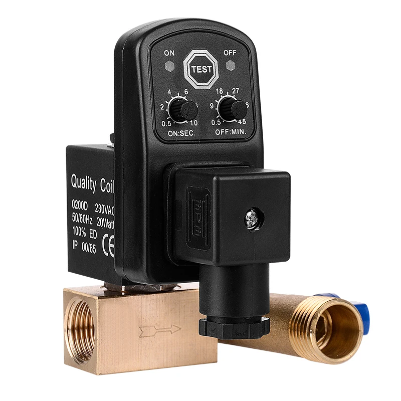 Timed automatic electronic drain valve 4 minutes 6 minutes air compressor cold dryer conjoined split timing drain 220v24
Timed automatic electronic drain valve 4 minutes 6 minutes air compressor cold dryer conjoined split timing drain 220v24
