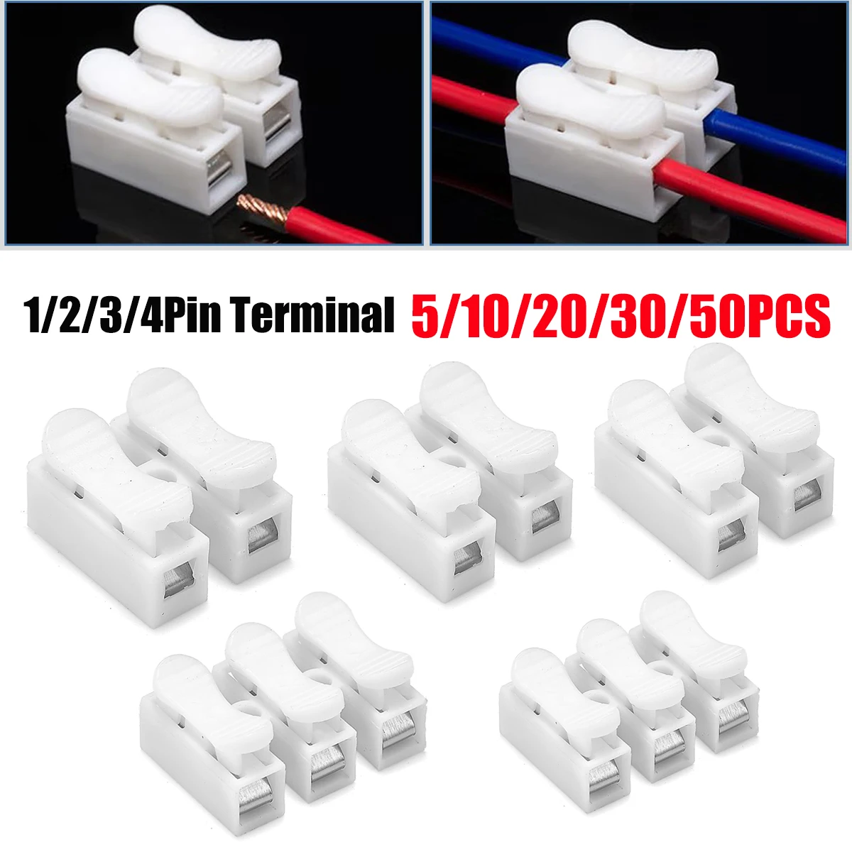 1/2/3/4 Pin Push Quick Cable Connectors No Screw Spring Clamp Terminals for Lighting Electrical Automotive Wiring Electricity
1/2/3/4 Pin Push Quick Cable Connectors No Screw Spring Clamp Terminals for Lighting Electrical Automotive Wiring Electricity