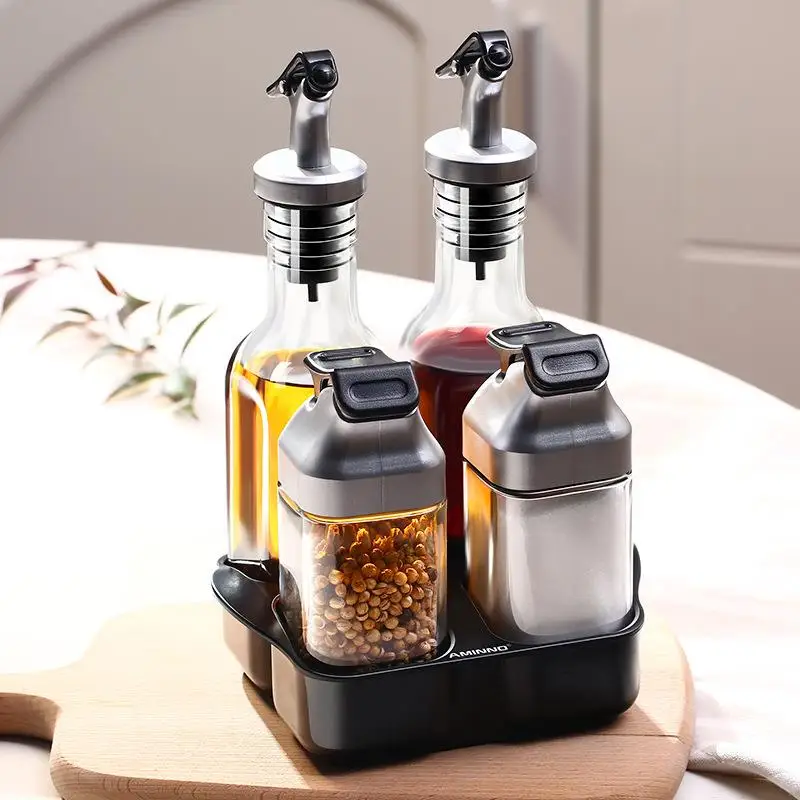 Creative Glass Seasoning Box Set Bottle Packaging Liquid Seasoning Holder Kitchen Storage Container Hexagonal Shape
Creative Glass Seasoning Box Set Bottle Packaging Liquid Seasoning Holder Kitchen Storage Container Hexagonal Shape
