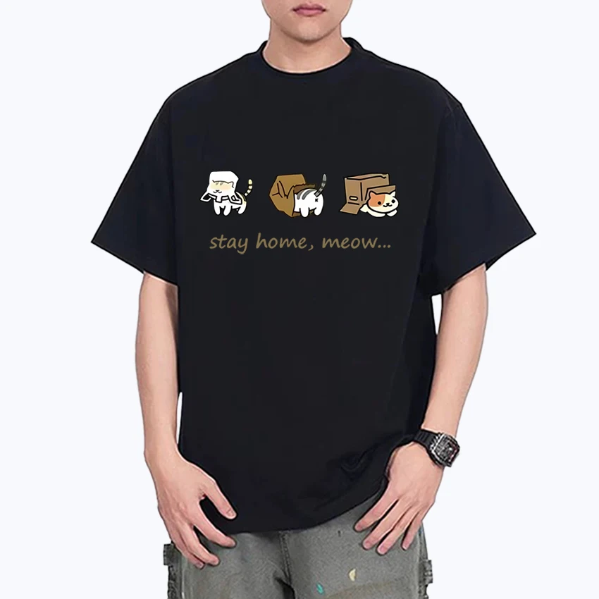 Cute Kawaii Stay Home Meow Cats Graphics Oversized t-shirt Men Women 100% Cotton Summer streetwear short sleeve Unisex t-shirts
Cute Kawaii Stay Home Meow Cats Graphics Oversized t-shirt Men Women 100% Cotton Summer streetwear short sleeve Unisex t-shirts