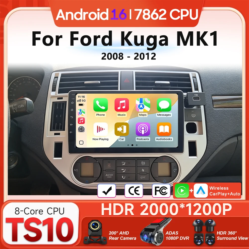 Мультимедийный проигрыватель для автомобиля Ford Kuga MK1 2008-2012 с Android 16, беспроводным CarPlay, автомагнитолой, видео, стерео, навигацией GPS, BT, DSP
Мультимедийный проигрыватель для автомобиля Ford Kuga MK1 2008-2012 с Android 16, беспроводным CarPlay, автомагнитолой, видео, стерео, навигацией GPS, BT, DSP