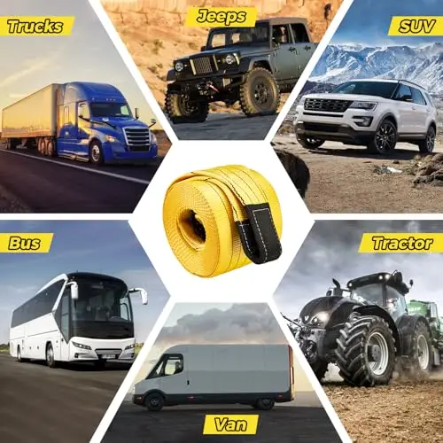 Ultra-Durable 30 Ft × 7.1 In Yellow Tow Strap, 90,000 Lb Break Strength, For Trucks, Jeeps, SUVs, Buses, , Tractors, RVs
Ultra-Durable 30 Ft × 7.1 In Yellow Tow Strap, 90,000 Lb Break Strength, For Trucks, Jeeps, SUVs, Buses, , Tractors, RVs