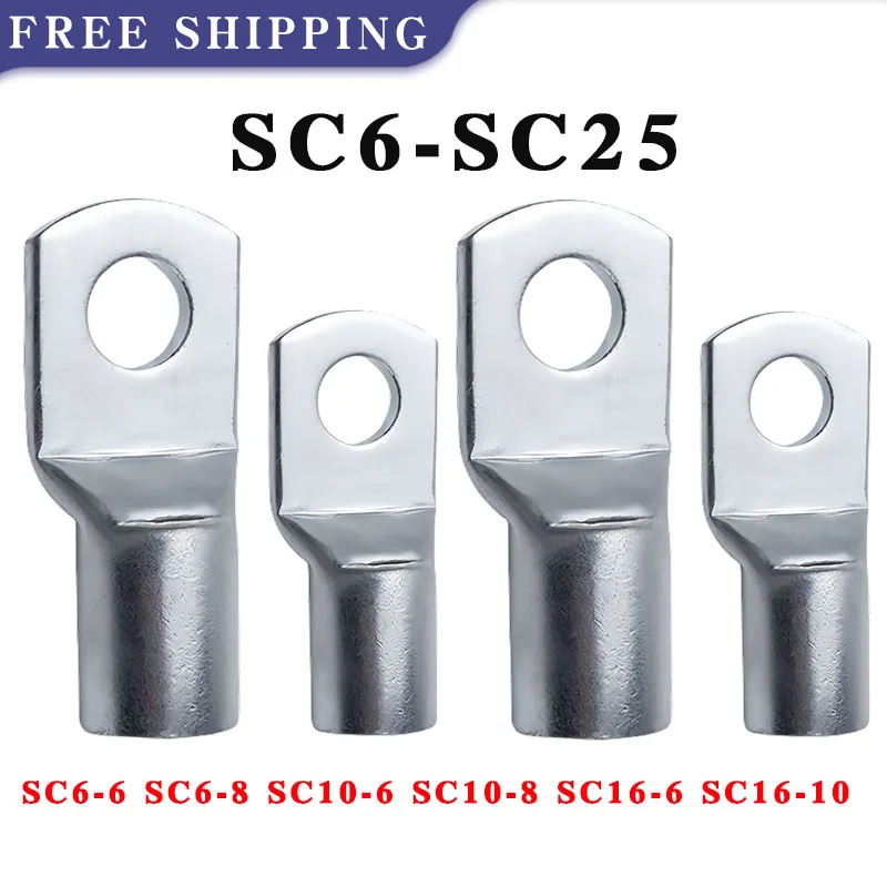 100 Pcs Copper Crimp Terminal Lugs, SC6-6 SC6-8 SC10-6 SC10-8 SC16-6 SC16-10 for Secure Wire and Cable Electrical Connections
100 Pcs Copper Crimp Terminal Lugs, SC6-6 SC6-8 SC10-6 SC10-8 SC16-6 SC16-10 for Secure Wire and Cable Electrical Connections