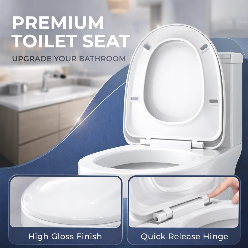 Sturdy Plastic Toilet Seat, Quick Install Replacement Toilet Lid, for Household Bathroom Daily Use
Sturdy Plastic Toilet Seat, Quick Install Replacement Toilet Lid, for Household Bathroom Daily Use