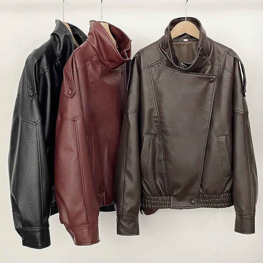 PU Jacket Fashion Pebble Motorcycle Style Fall Personality Women Jacket New Fake Leather Coat Short Fur Coat Faux Leather Jacket
PU Jacket Fashion Pebble Motorcycle Style Fall Personality Women Jacket New Fake Leather Coat Short Fur Coat Faux Leather Jacket