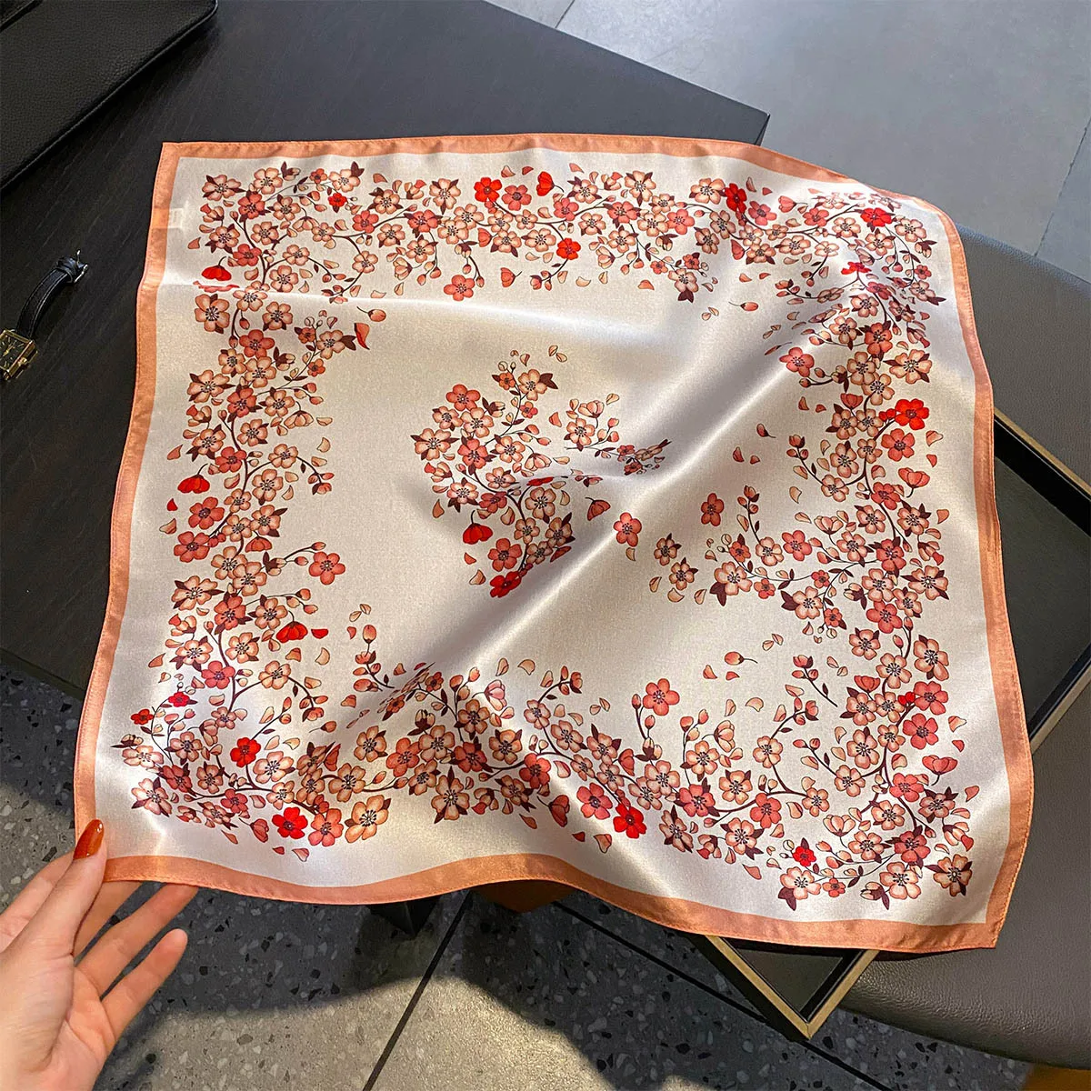 Women 100% Silk Square Scarf Sweet Cherry Blossom Pink Orange Neckerchief Bandana Beach Hair Wrap Luxury Bag Accessory Gift
Women 100% Silk Square Scarf Sweet Cherry Blossom Pink Orange Neckerchief Bandana Beach Hair Wrap Luxury Bag Accessory Gift
