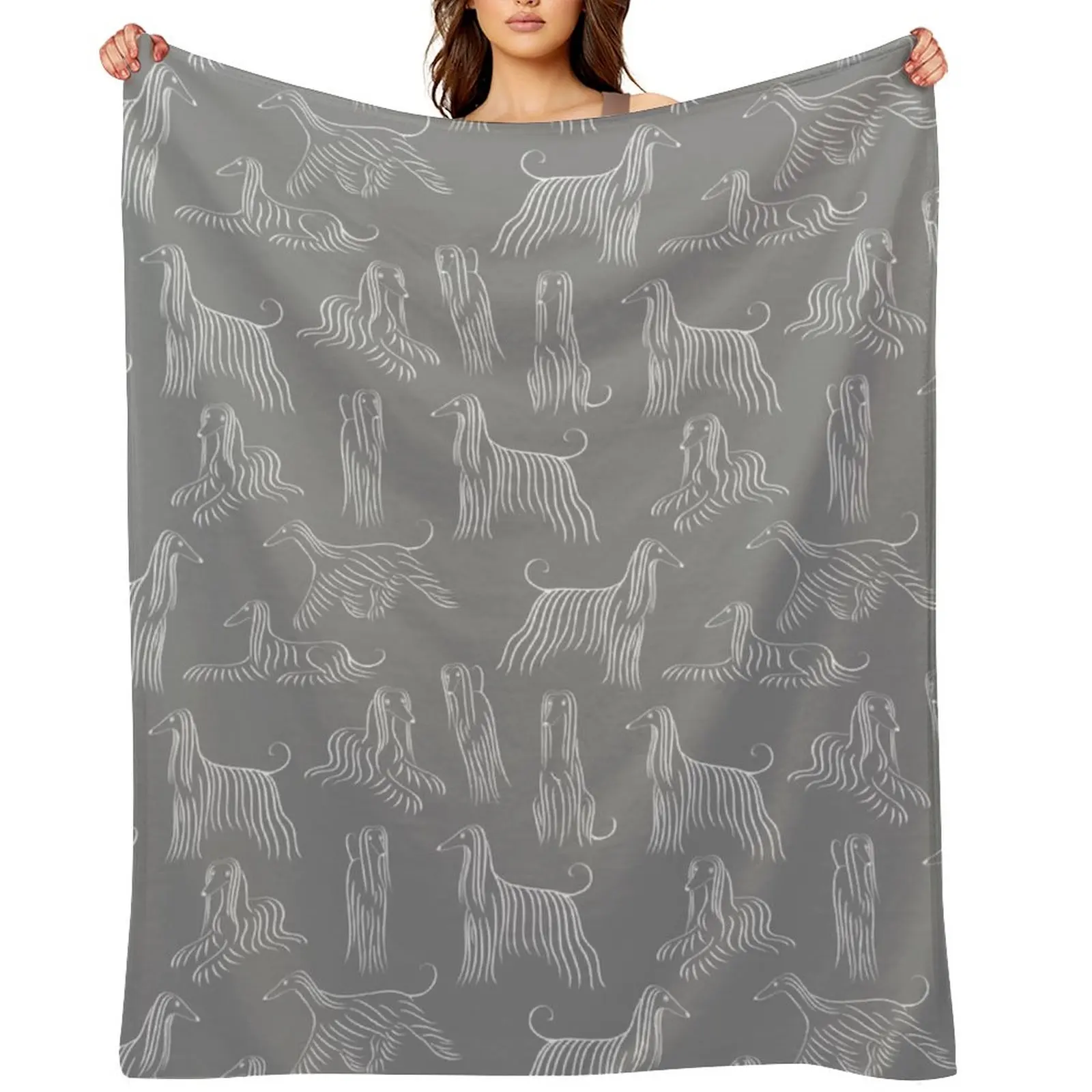 Afghan Hound Pattern on Grey Background Throw Blanket Thermal Plush Tourist Blankets
Afghan Hound Pattern on Grey Background Throw Blanket Thermal Plush Tourist Blankets