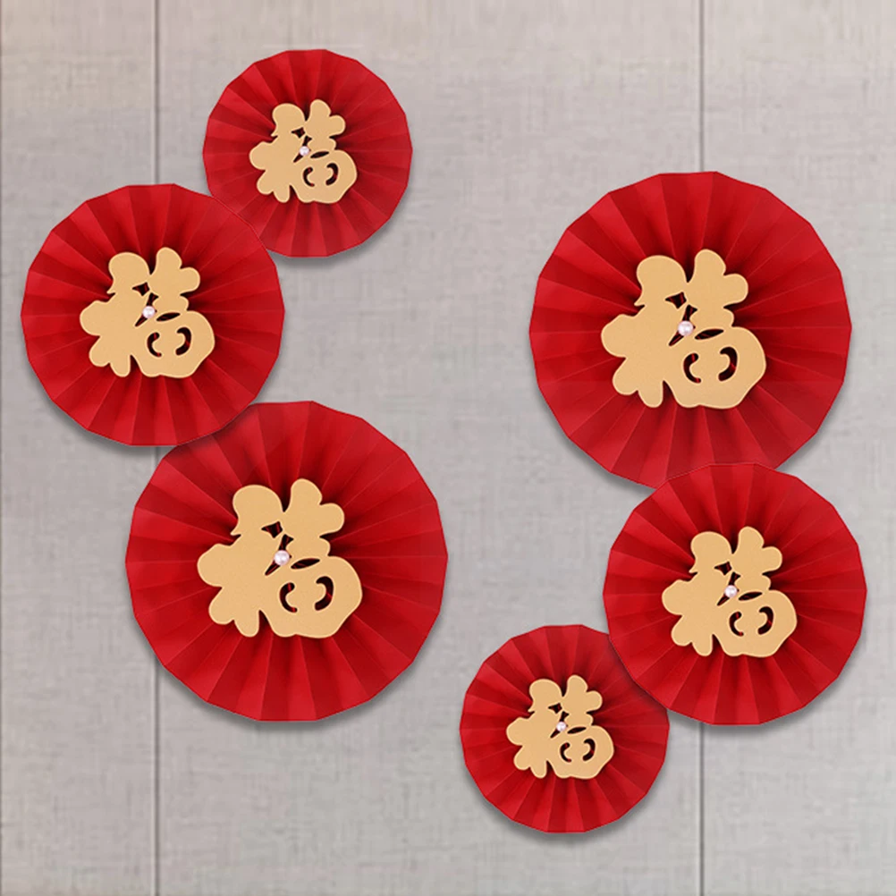 6 Pcs Red Paper Fan Set New Year Decals Window Sticker Glass Stickers Adornment Retro Golden Blessing Pattern Home Decor
6 Pcs Red Paper Fan Set New Year Decals Window Sticker Glass Stickers Adornment Retro Golden Blessing Pattern Home Decor