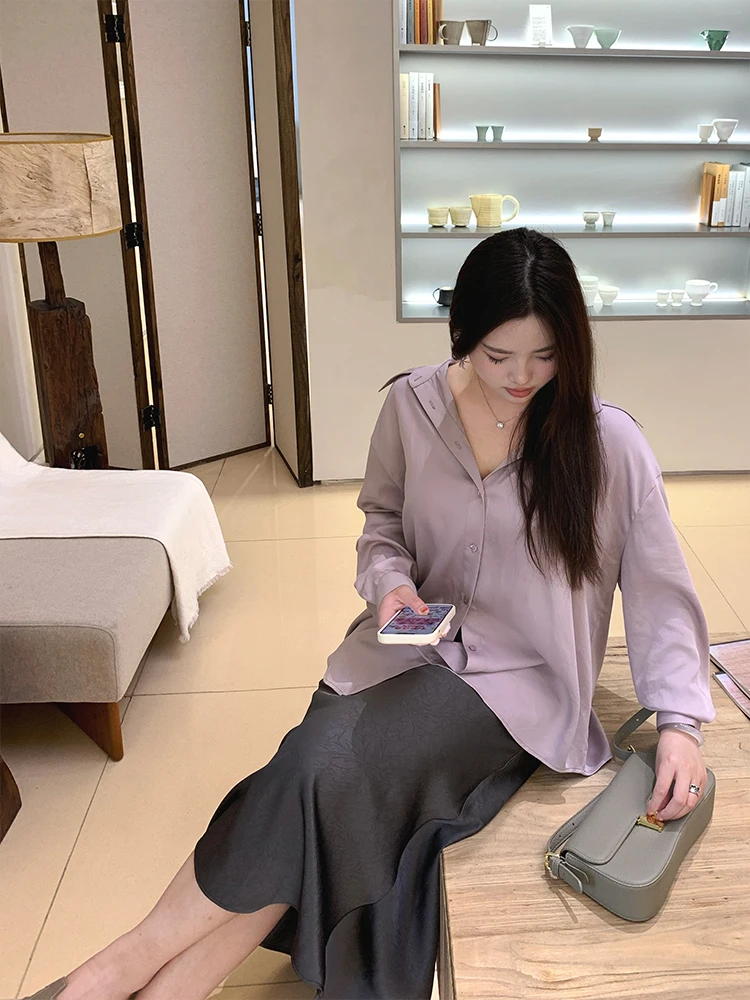 Loose Long Sleeve Shirt Women's plus Size Commute Draping Style Lazy Fashion Casual Pure Color Button up Shirt A2502Y8380
Loose Long Sleeve Shirt Women's plus Size Commute Draping Style Lazy Fashion Casual Pure Color Button up Shirt A2502Y8380