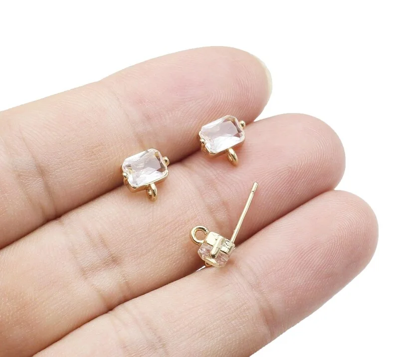 6pc Baguette Crystal Earrings, Faceted Rectangle Earring Studs, Birthstone Earring Post, Jewelry Supplies, 8.6x7.7mm -RP293
6pc Baguette Crystal Earrings, Faceted Rectangle Earring Studs, Birthstone Earring Post, Jewelry Supplies, 8.6x7.7mm -RP293
