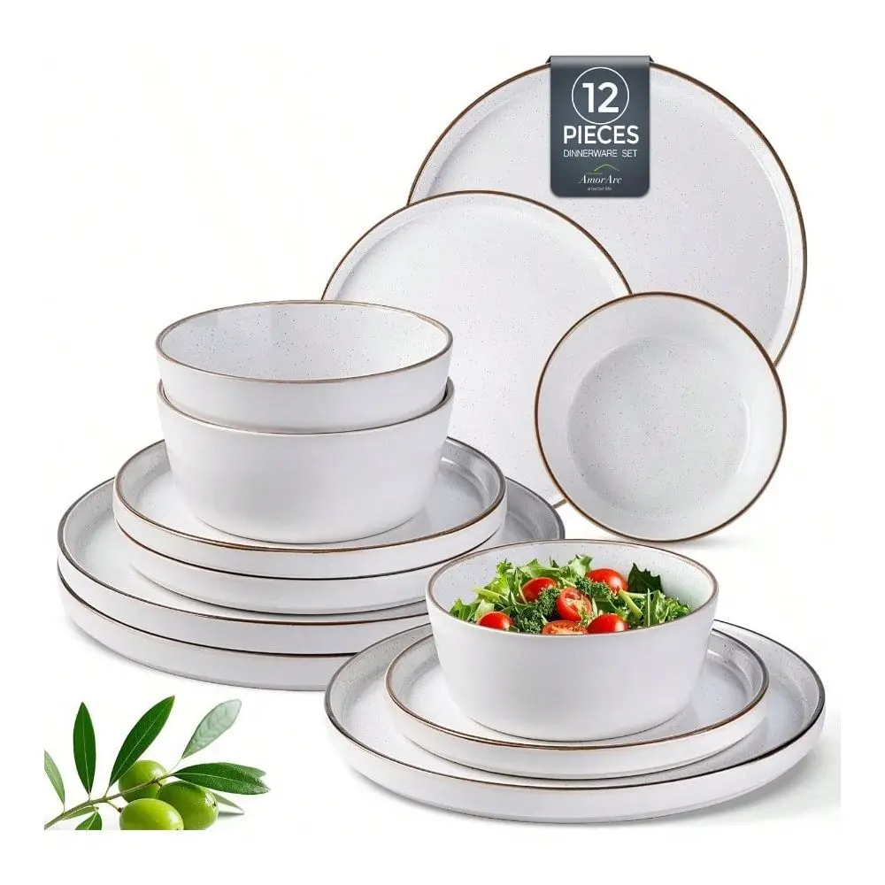 Set For 4 Including 12 Pieces Ceramic Plates And Bowls With Handcrafted Speckled Stoneware Design Ideal For Everyday Dining Fam
Set For 4 Including 12 Pieces Ceramic Plates And Bowls With Handcrafted Speckled Stoneware Design Ideal For Everyday Dining Fam