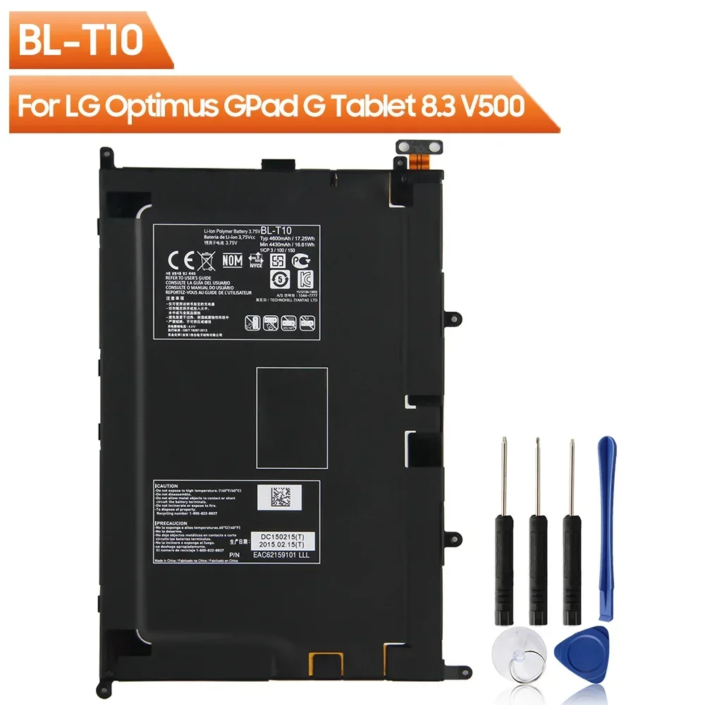 Сменный аккумулятор BL-T10 для LG Optimus G Pad G Tablet 8,3 V500 BL-T10, аккумуляторная батарея 4430 мАч + инструмент
Сменный аккумулятор BL-T10 для LG Optimus G Pad G Tablet 8,3 V500 BL-T10, аккумуляторная батарея 4430 мАч + инструмент
