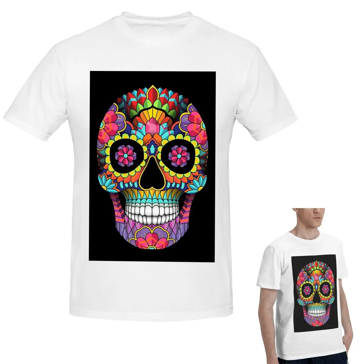 100% хлопок, полноцветная футболка с сахарным черепом, мужская классическая футболка большого размера, мужские летние рубашки с круглым вырезом, топы, S-6XL
100% хлопок, полноцветная футболка с сахарным черепом, мужская классическая футболка большого размера, мужские летние рубашки с круглым вырезом, топы, S-6XL
