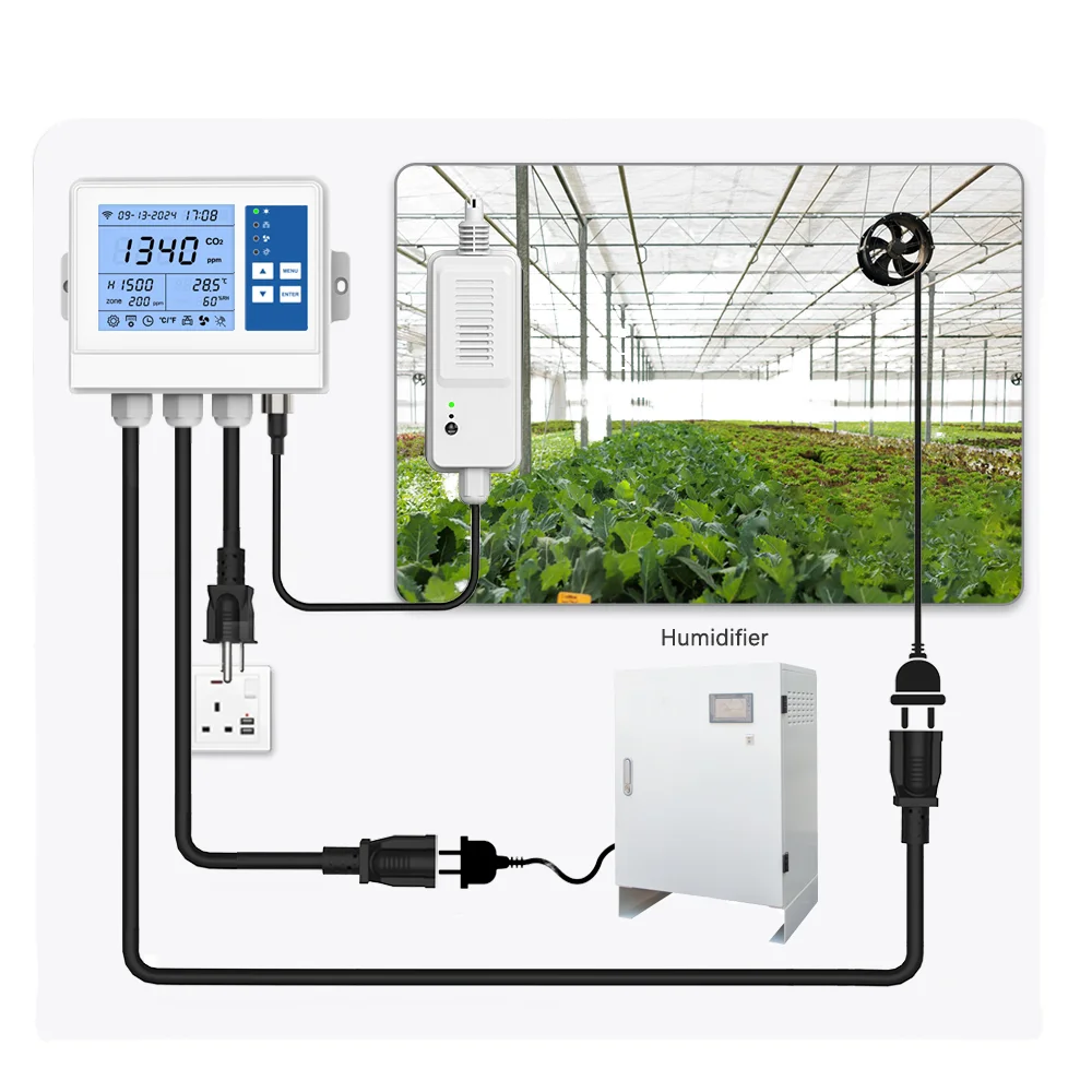 Dual Control CO2 Regulator Inline Exhaust Fan Digital LCD Indoor Greenhouse Grow Tent WIFI Temperature Humidifier for Grow Room
Dual Control CO2 Regulator Inline Exhaust Fan Digital LCD Indoor Greenhouse Grow Tent WIFI Temperature Humidifier for Grow Room