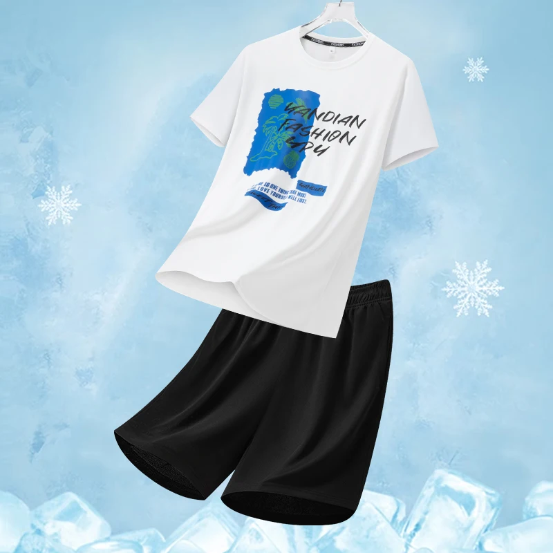 Summer New Gradient Short Sets Men Printed Ice Silk Sports Short Sleeve Tshirt Shorts Set Round Neck Men's Quick Dry Tracksuit
Summer New Gradient Short Sets Men Printed Ice Silk Sports Short Sleeve Tshirt Shorts Set Round Neck Men's Quick Dry Tracksuit