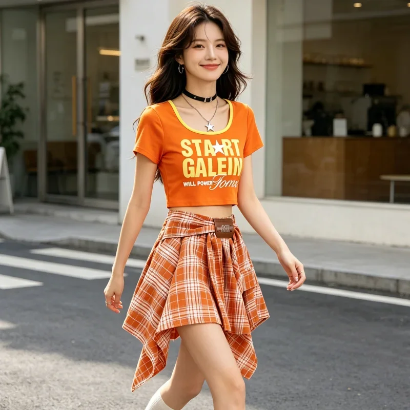Girls Hip Hop Cool Streetwear Clothes Sets Fashion Orange Crop Top Plaid Skirt Jazz Stage Wear Group Street Dance Costumes
Girls Hip Hop Cool Streetwear Clothes Sets Fashion Orange Crop Top Plaid Skirt Jazz Stage Wear Group Street Dance Costumes