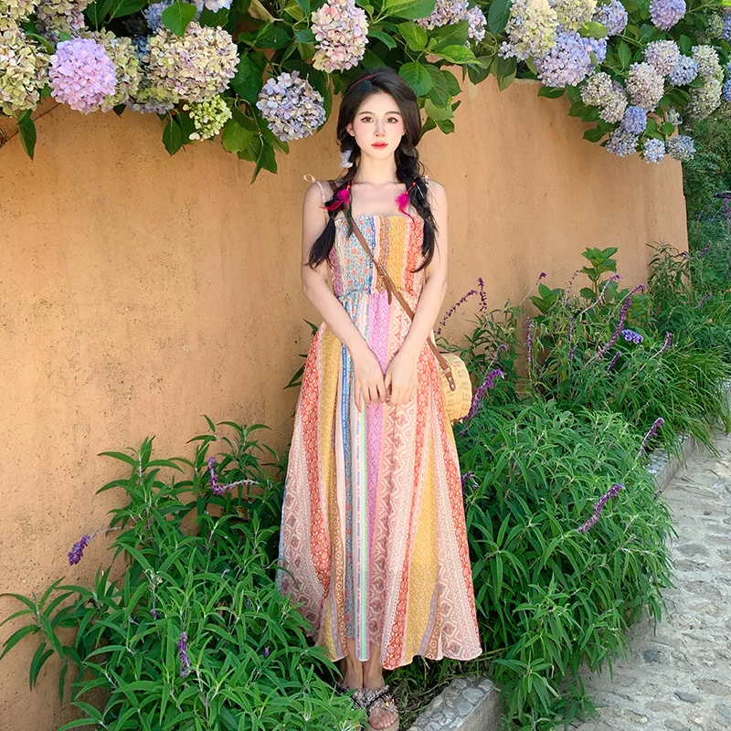Bohemian Ethnic Style Women's Slip Dresses, Summer Travel Wear, Seaside Vacation Long Skirts
Bohemian Ethnic Style Women's Slip Dresses, Summer Travel Wear, Seaside Vacation Long Skirts