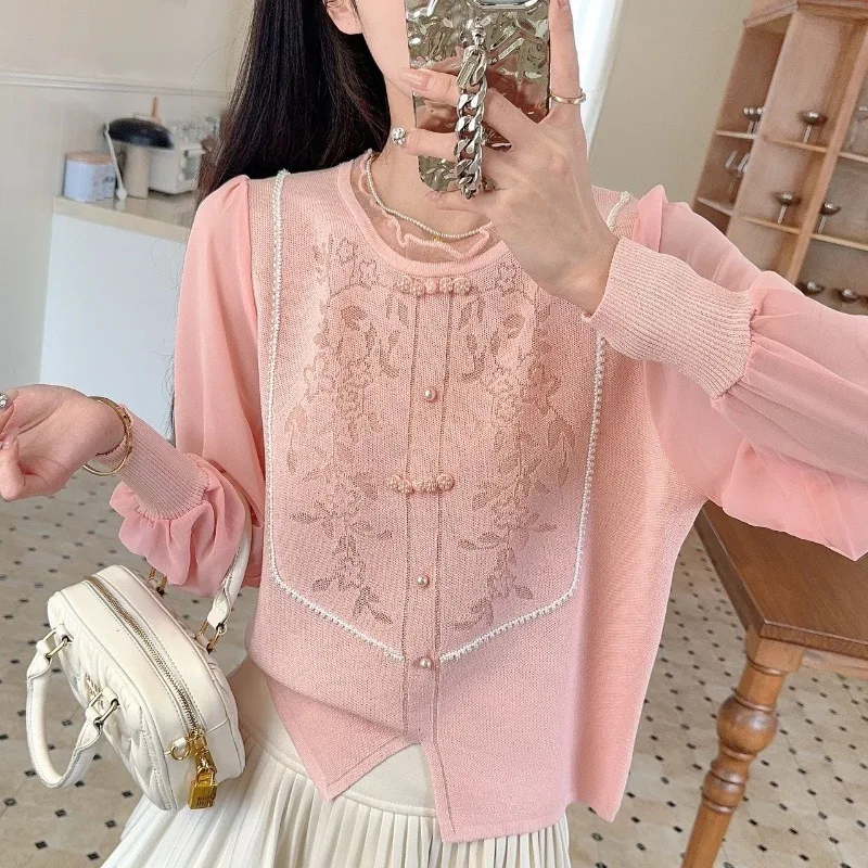 2025 New Chinese Style Ruffles Long Sleeve Knitted Sweater Women Spring Retro Jacquard Bubble Sleeve Stylish Base Knitwear Tops
2025 New Chinese Style Ruffles Long Sleeve Knitted Sweater Women Spring Retro Jacquard Bubble Sleeve Stylish Base Knitwear Tops