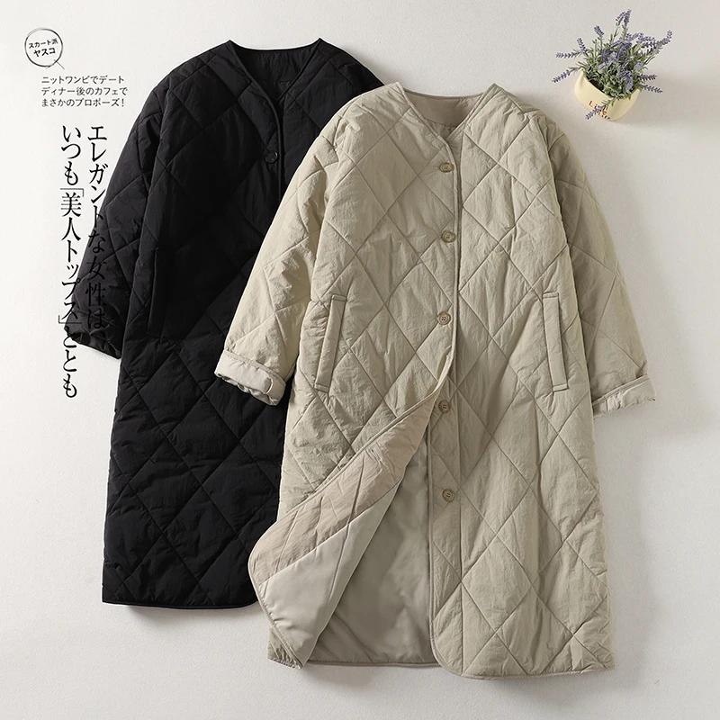 Outlet Store Japanese Style Women's Winter Long Thin Cotton Jacket Quilted Knee-Length Coat Dream Qing Sha Po Retro Loose Fit
Outlet Store Japanese Style Women's Winter Long Thin Cotton Jacket Quilted Knee-Length Coat Dream Qing Sha Po Retro Loose Fit