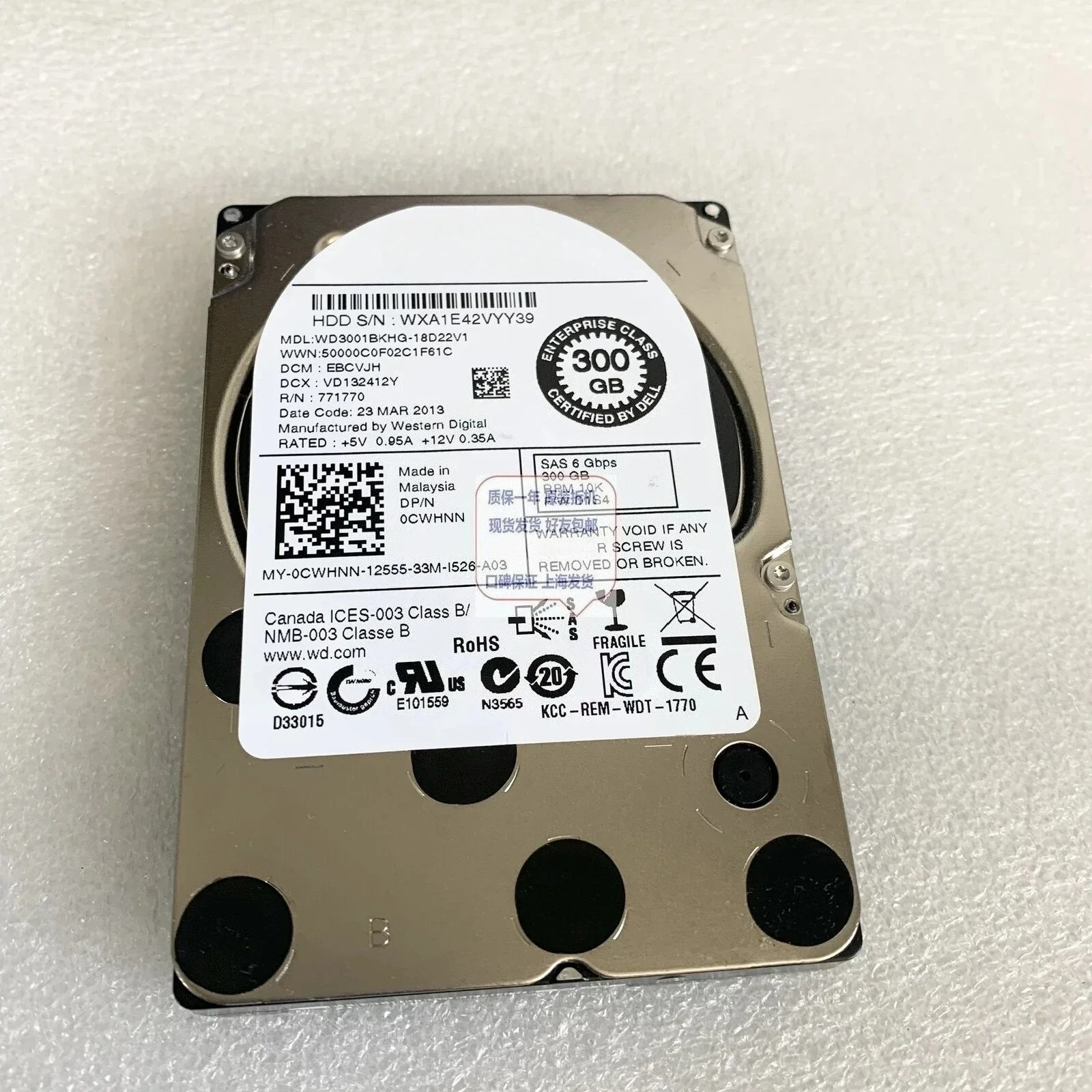 WD3001BKHG 300G 10K SAS 2.5 0CWHNN Жесткий диск б/у 
WD3001BKHG 300G 10K SAS 2.5 0CWHNN Жесткий диск б/у