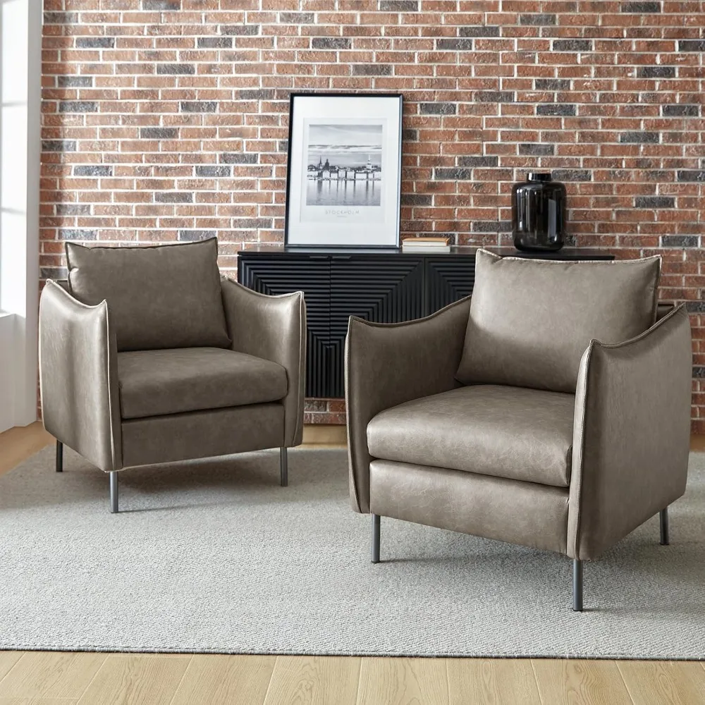 Living Room Chairs Set of 2 with Moveable Cushion, Modern Faux Leather Accent Armchair, Upholstered Living Room Chairs
Living Room Chairs Set of 2 with Moveable Cushion, Modern Faux Leather Accent Armchair, Upholstered Living Room Chairs