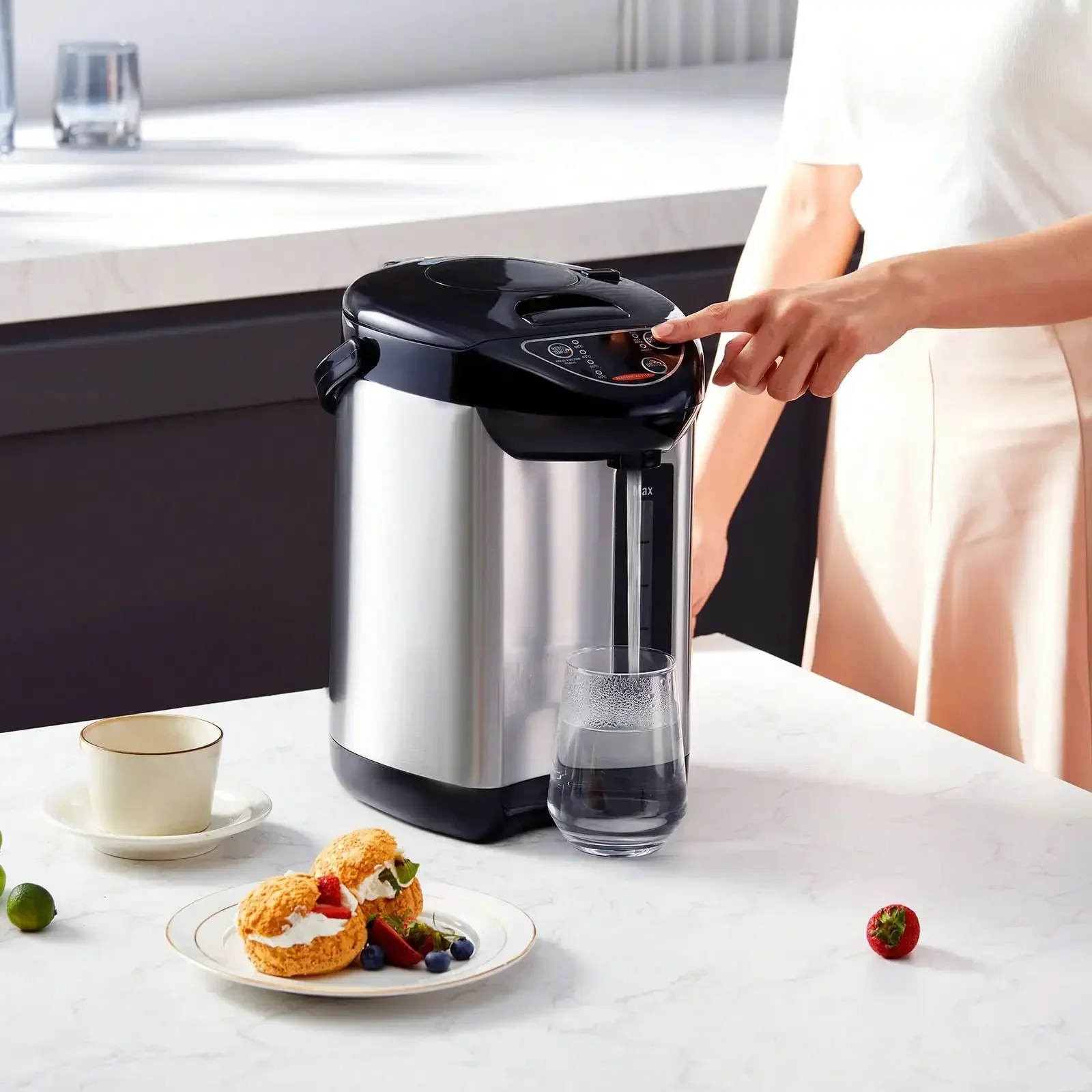 Adjustable 4 Temperatures Water Boiler And Warmer, 304 Stainless Steel Countertop Water Heater, 3-Way Dispe
Adjustable 4 Temperatures Water Boiler And Warmer, 304 Stainless Steel Countertop Water Heater, 3-Way Dispe
