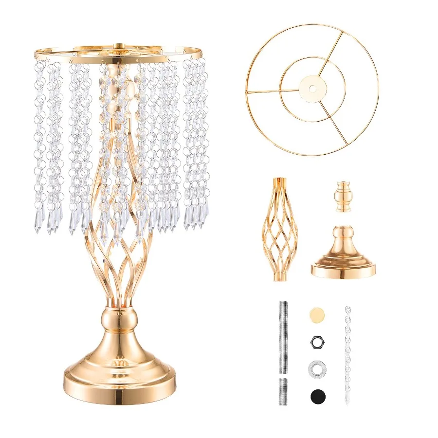 Wedding flower stand for table decor, metal construction, gold finish, 20pcs 43cm tall crystal-accented centerpiece holders wit
Wedding flower stand for table decor, metal construction, gold finish, 20pcs 43cm tall crystal-accented centerpiece holders wit