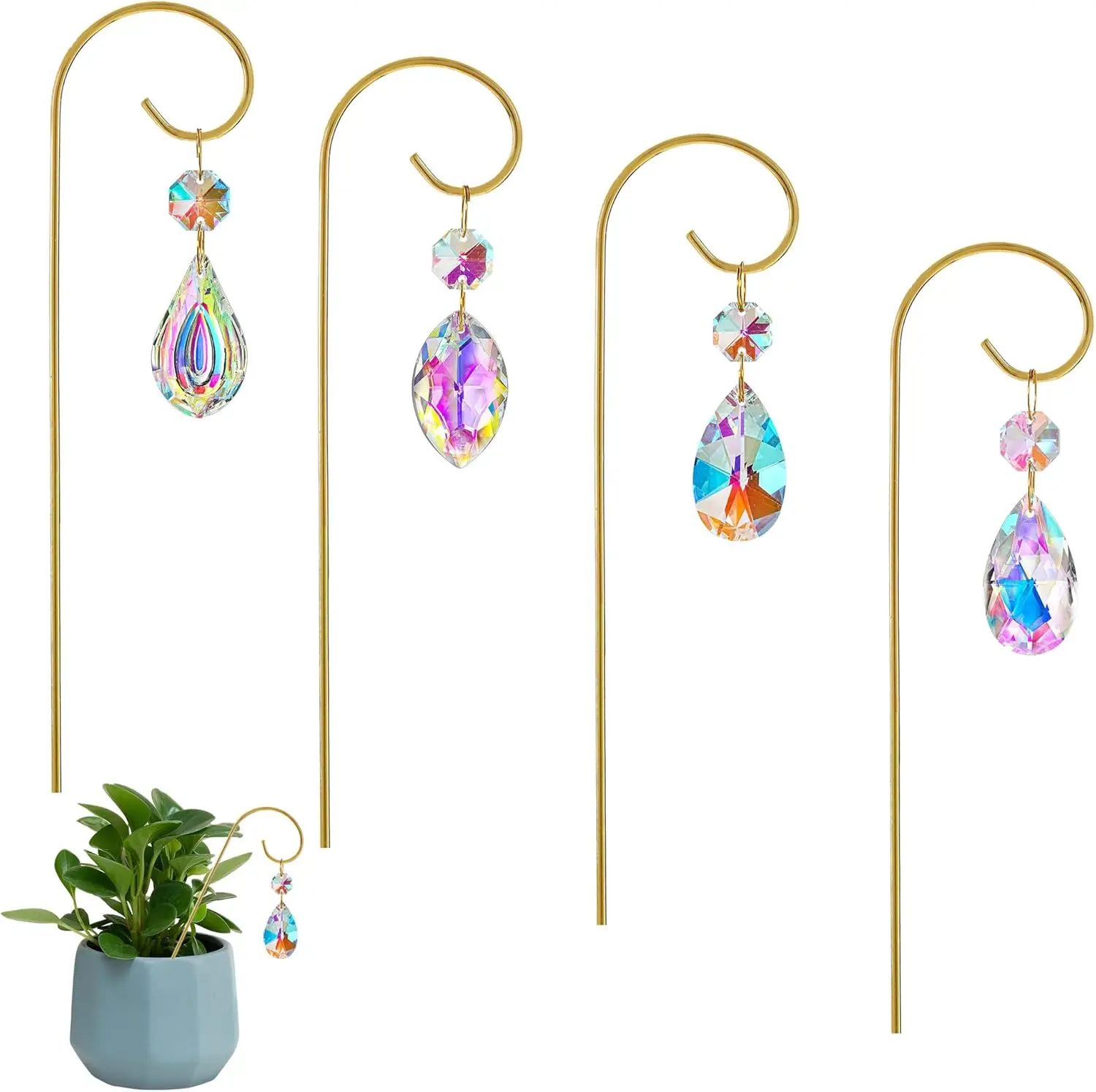 4PCS Mini Trellis with Crystal Prisms for Indoor Plants, 7.5inch Metal Stakes Sun Catchers Fairy Garden Decor
4PCS Mini Trellis with Crystal Prisms for Indoor Plants, 7.5inch Metal Stakes Sun Catchers Fairy Garden Decor