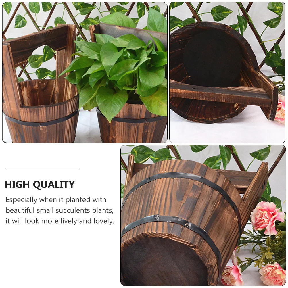 2pcs Wood Flowerpot Rustic Eco-friendly Mini Planter Hanging Bucket for Succulents Cactus Plants Garden Supplies
2pcs Wood Flowerpot Rustic Eco-friendly Mini Planter Hanging Bucket for Succulents Cactus Plants Garden Supplies