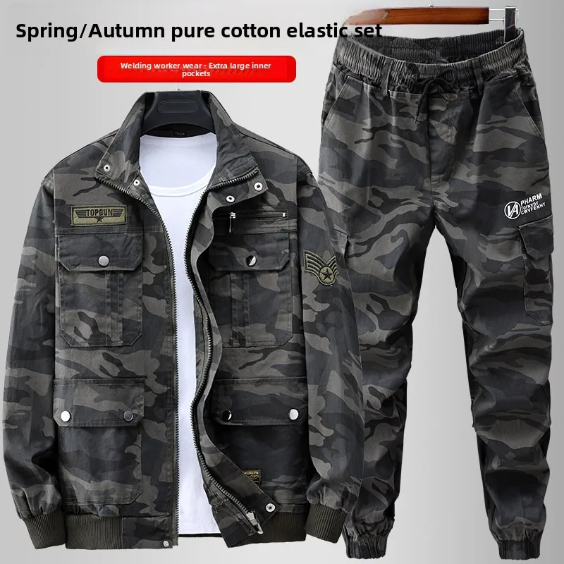 Spring Autumn Pure Cotton Workwear Elastic Camouflage Suit for Men Anti-Heat Wear Resistant Dirt Proof Welding Auto ...
Spring Autumn Pure Cotton Workwear Elastic Camouflage Suit for Men Anti-Heat Wear Resistant Dirt Proof Welding Auto ...