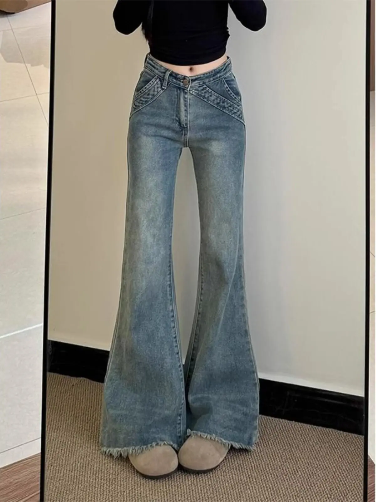 Retro Blue Frayed Hem Flared Jeans Women's Spring New plus Size High Waist Slimming Design Sense Flared Pants
Retro Blue Frayed Hem Flared Jeans Women's Spring New plus Size High Waist Slimming Design Sense Flared Pants