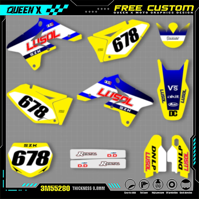 QUEEN X MOTO Custom Team Motorcycle Graphics Background Decal Stickers Kit For SUZUKI RMZ 250 2007 2008 2009 005
QUEEN X MOTO Custom Team Motorcycle Graphics Background Decal Stickers Kit For SUZUKI RMZ 250 2007 2008 2009 005