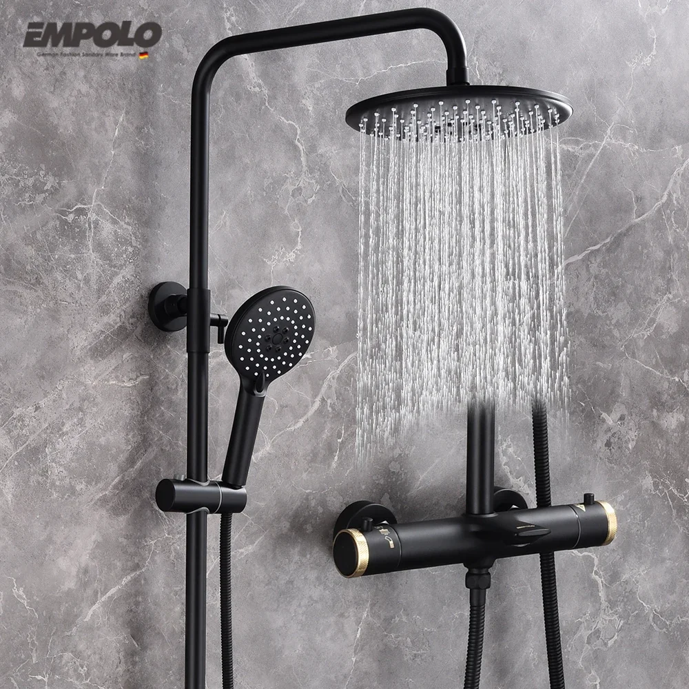 Empolo Bathroom Shower System Round Chrome Bathtub Mixer Faucet Hot Cold Bathroom Water Mixer Tap Thermostatic Shower Set
Empolo Bathroom Shower System Round Chrome Bathtub Mixer Faucet Hot Cold Bathroom Water Mixer Tap Thermostatic Shower Set