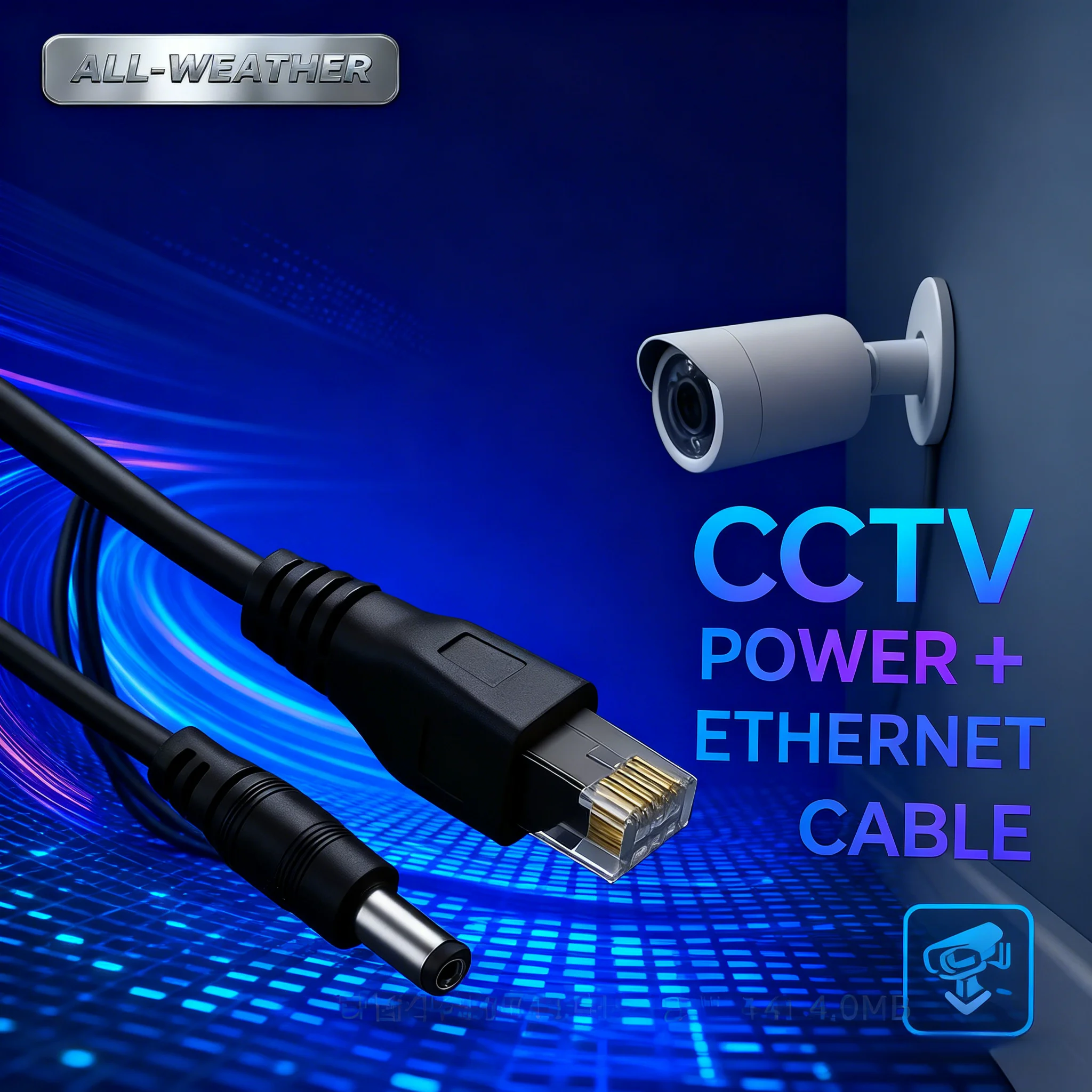 Winter-Ready 8+2 CCTV Cable - DC5.5×2.1+RJ45, One-Cable Power&Network, High-Flex PVC IP Cameras 5–20m