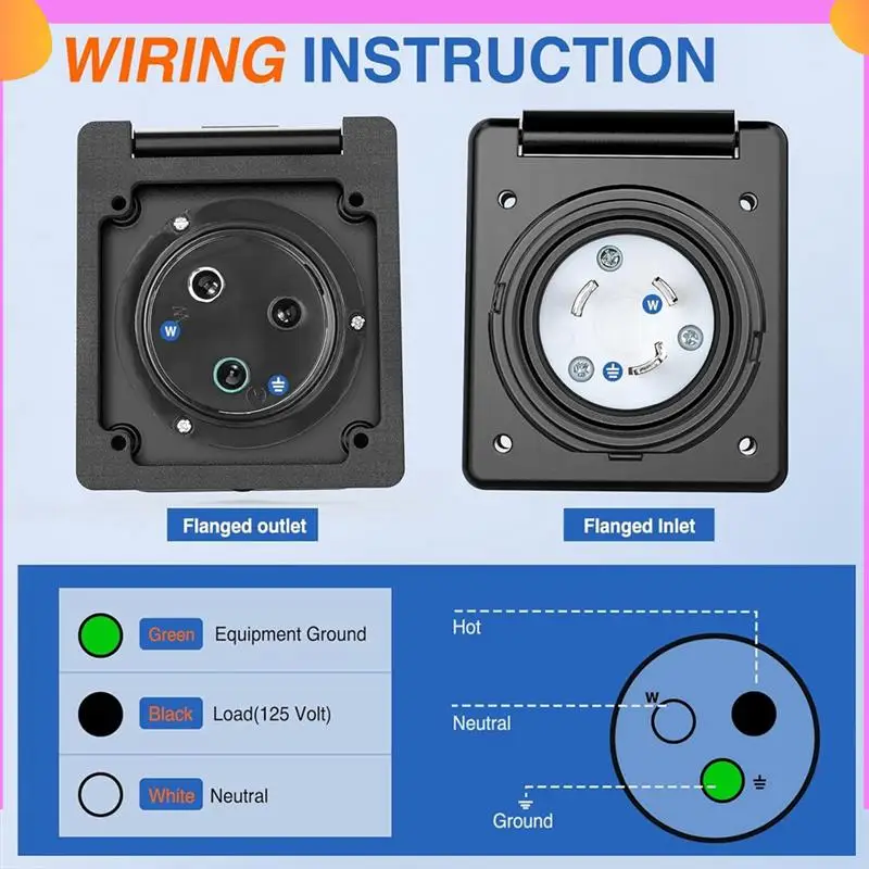 A23P 30 AMP RV Shore Power Inlet 125V Розетка с поворотным замком NEMA L5-30P Закрытая запираемая фланцевая штекерная вилка Входная коробка
A23P 30 AMP RV Shore Power Inlet 125V Розетка с поворотным замком NEMA L5-30P Закрытая запираемая фланцевая штекерная вилка Входная коробка