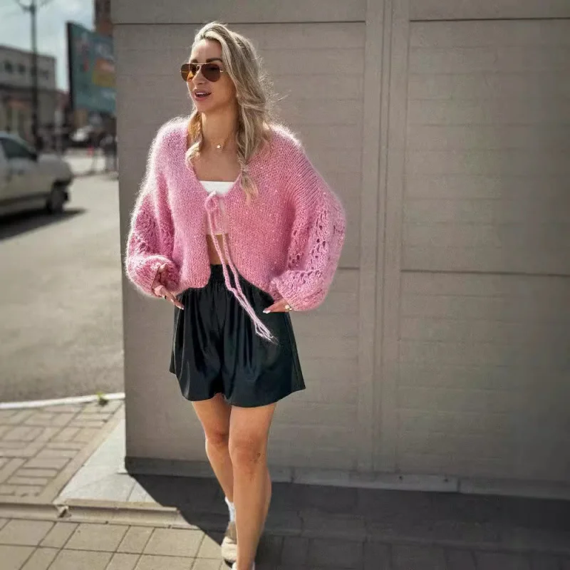 European and American New Season-Changing Popular Hollow-out Long-Sleeved Lace-up Knitted Cardigan Sweater Women Autumn and
European and American New Season-Changing Popular Hollow-out Long-Sleeved Lace-up Knitted Cardigan Sweater Women Autumn and