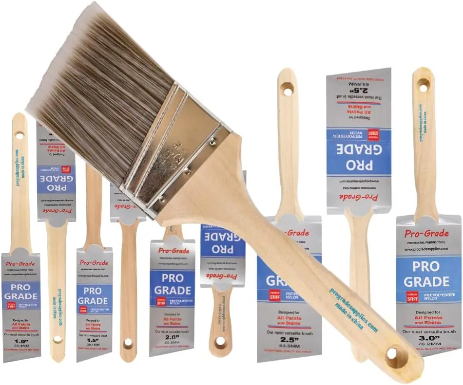 10-Pack Pro-Grade Wall/Trim Paint Brushes Set for Professional & Home Use, Angle Sash Brushes for Cabinets, Decks, Fences
10-Pack Pro-Grade Wall/Trim Paint Brushes Set for Professional & Home Use, Angle Sash Brushes for Cabinets, Decks, Fences