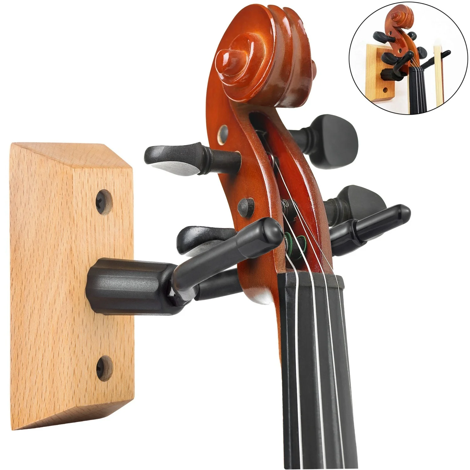 Violin Viola Wall Hanger Wall Hook with Bow Hook (Wooden Base)
Violin Viola Wall Hanger Wall Hook with Bow Hook (Wooden Base)