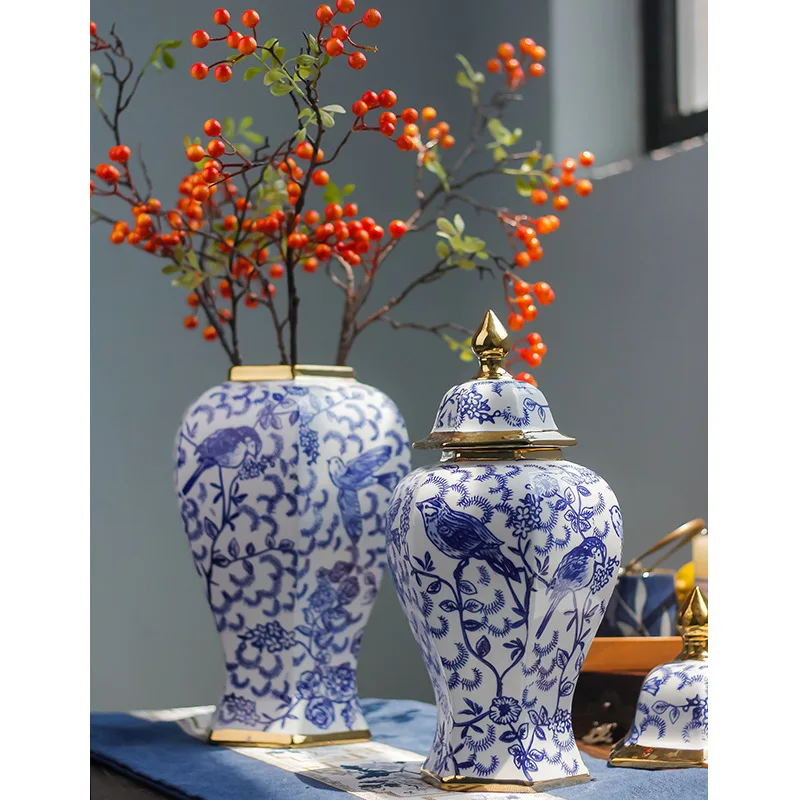 46cmCeramic vase, Chinese style, advanced sense, Blue and white pottery, hexagonal general pot, living room, porch decoration, d
46cmCeramic vase, Chinese style, advanced sense, Blue and white pottery, hexagonal general pot, living room, porch decoration, d